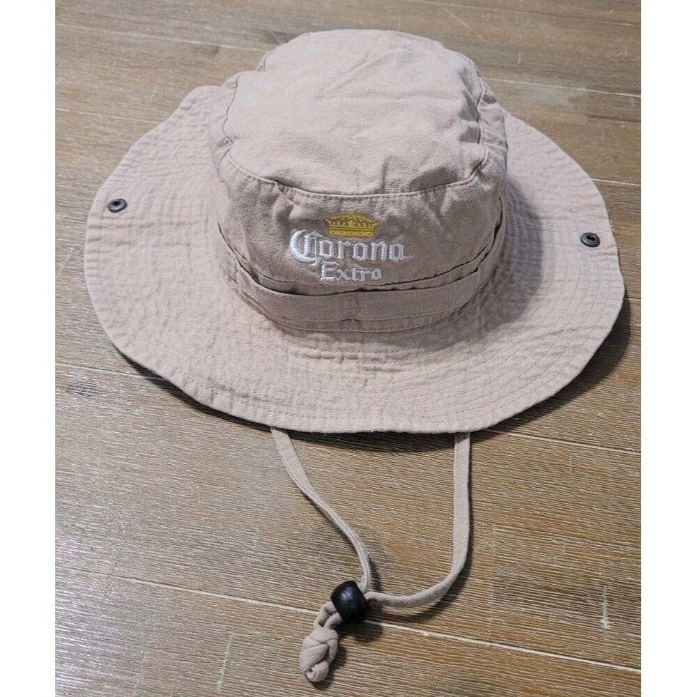 Corona Extra Beer Classic Men's Bucket Hat Khaki Cap Adjustable Chin Strap